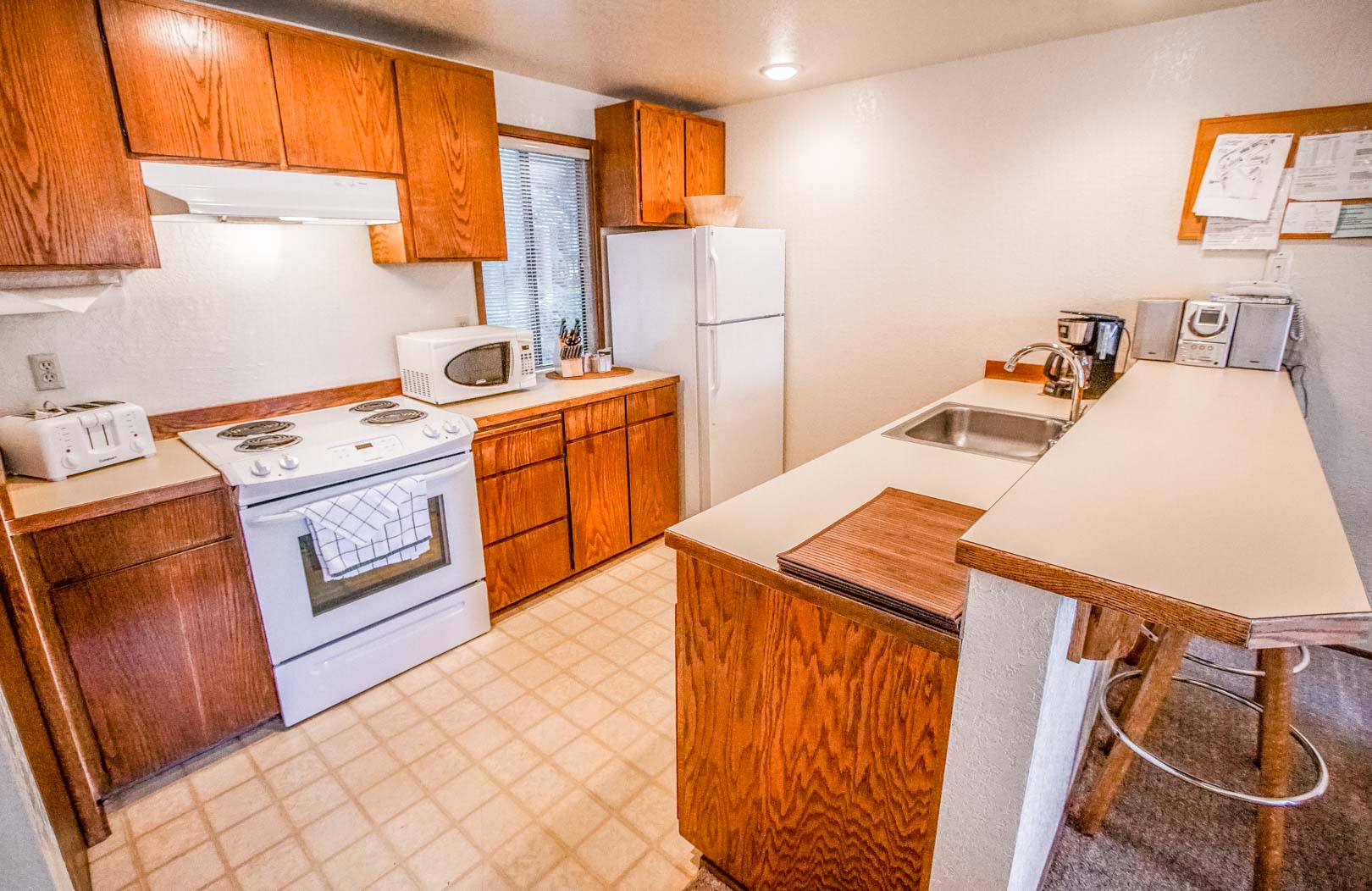A fully equipped kitchen at VRI's Kala Point Village in Port Townsend, Washington.